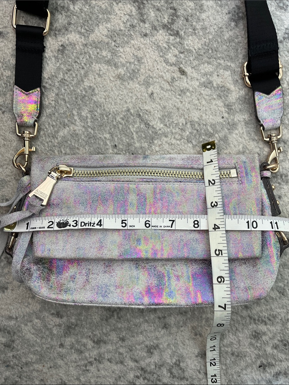 AIMEE KESTENBERG SUEDE LEATHER NUBUCK IRIDESCENT FOLDOVER CROSSBODY BAG GOLD - Picture 15 of 16